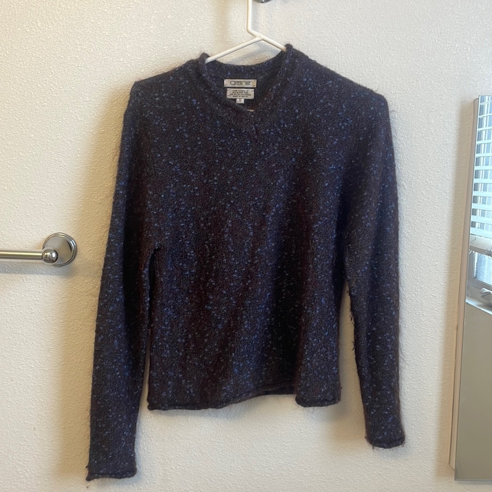 Wool and mohair sweater size small - deep purple and blue speck